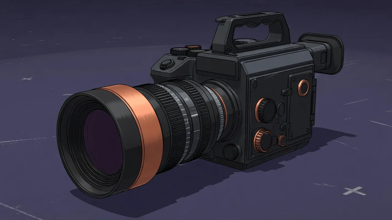 Original 2D cinema camera with a copper lens ring