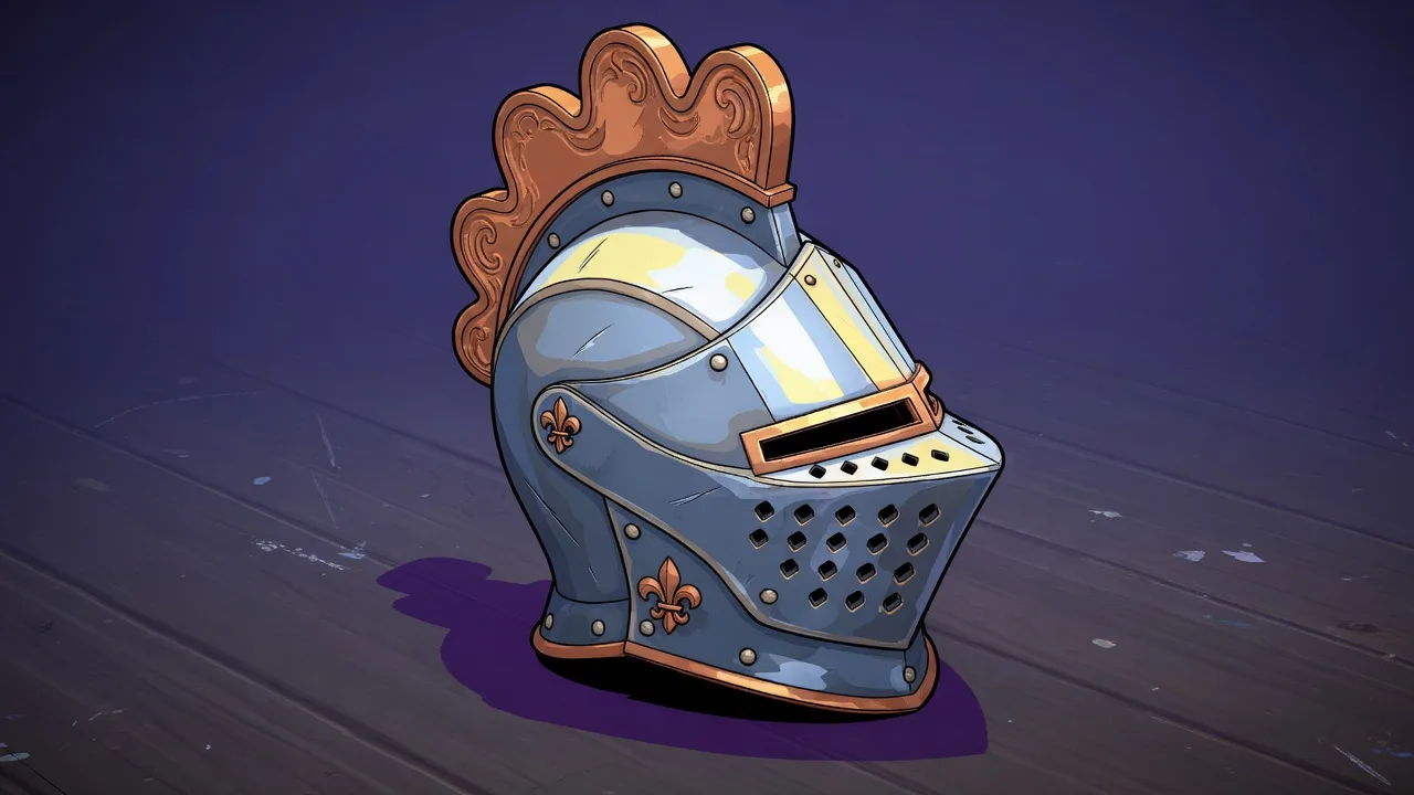 Original 2D knight helmet with a copper crest