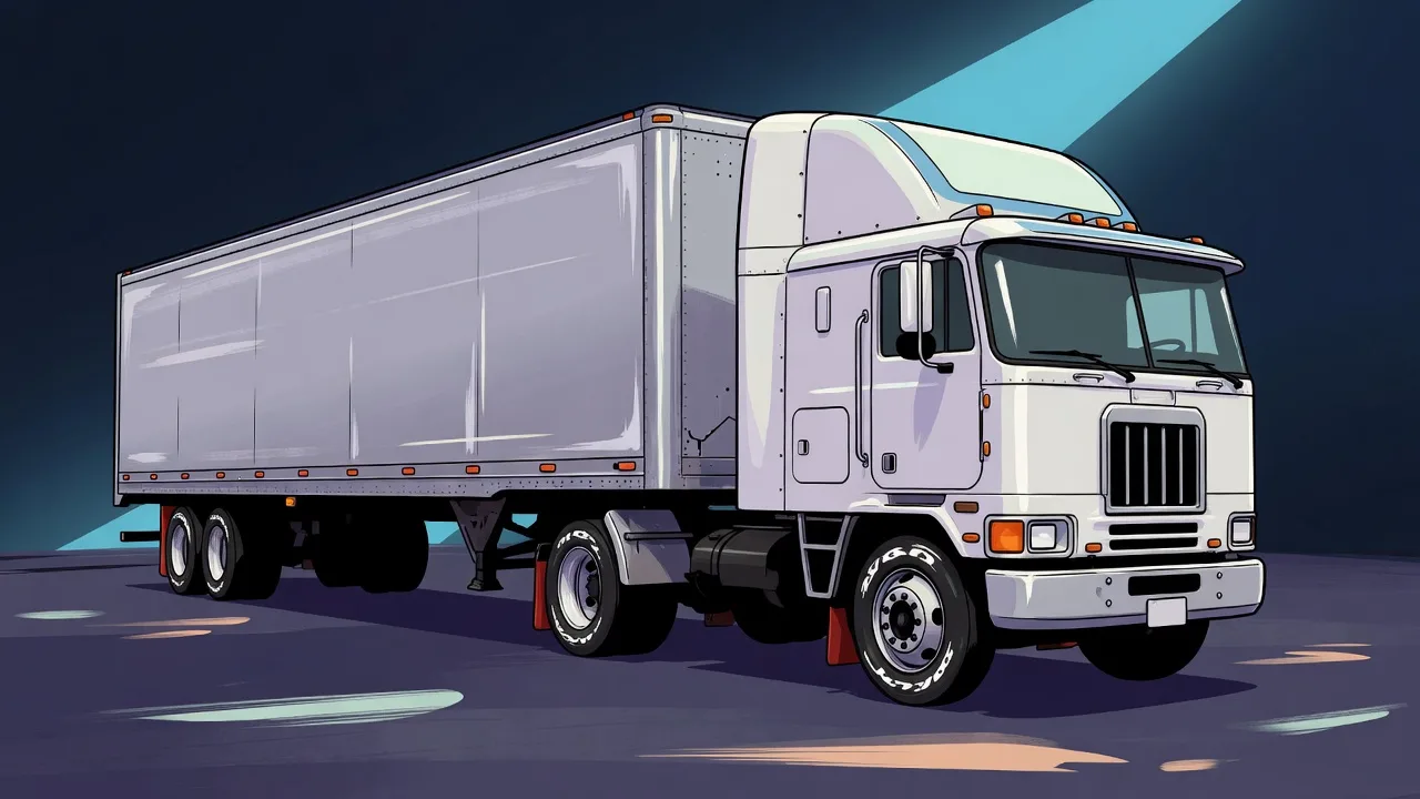 Original 2D illustration of a white semi truck