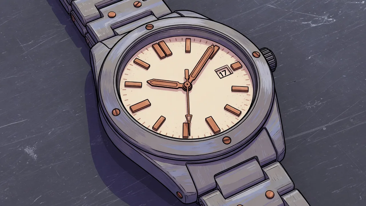 Original 2D titanium wristwatch with a cream dial