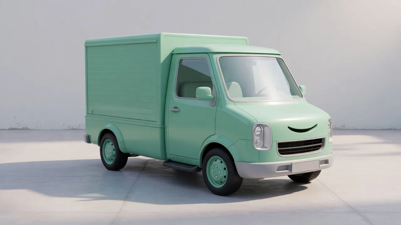 Original 3D mint-green compact delivery van