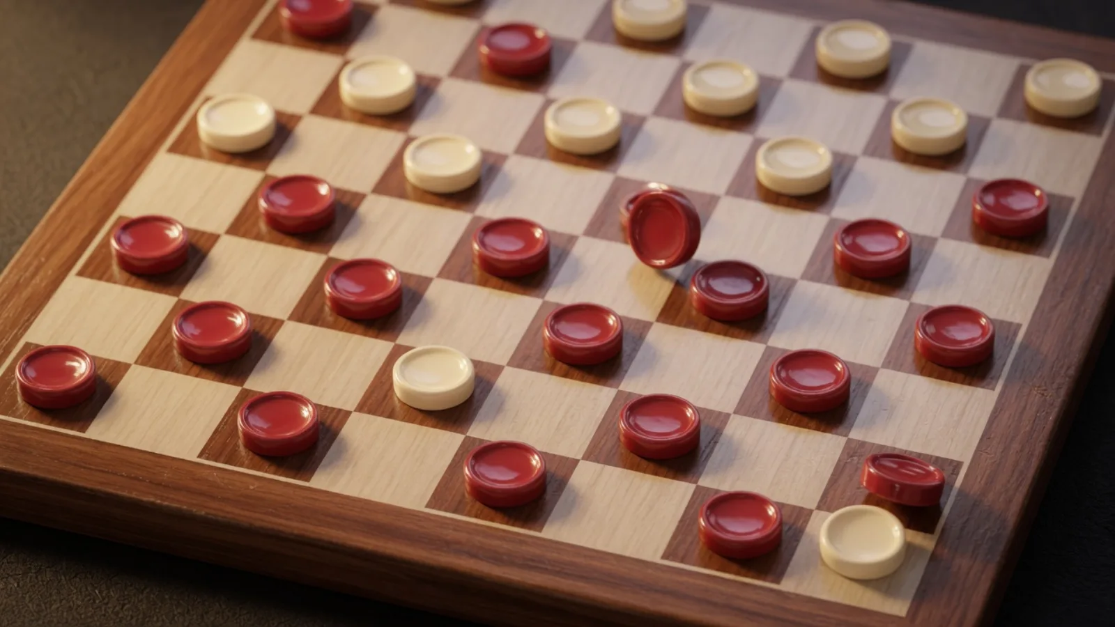 Original web checkers board with red and cream pieces