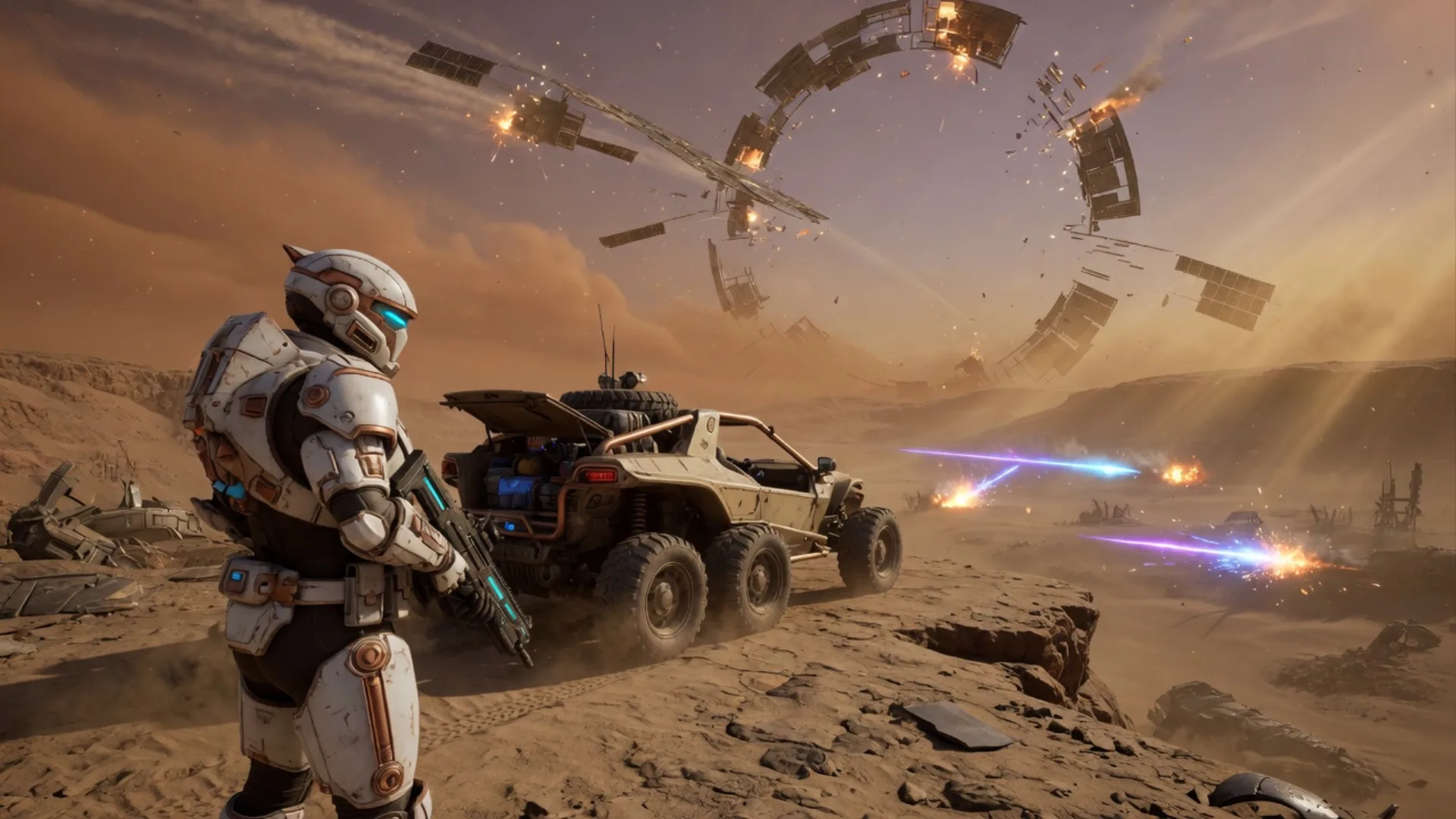 Original 3D sci-fi shooter on an alien ridge