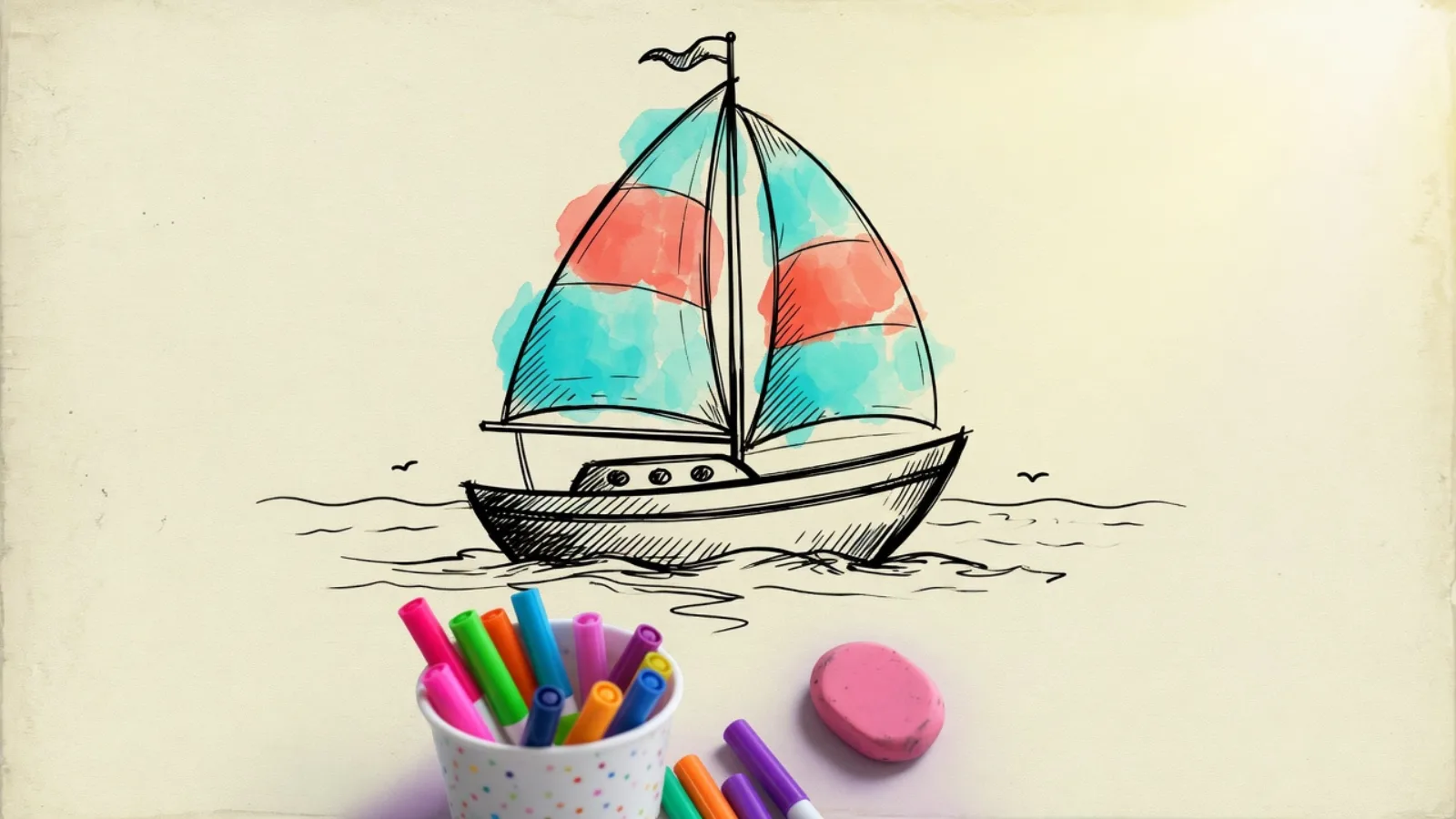 Original web sketch game with a sailboat drawing