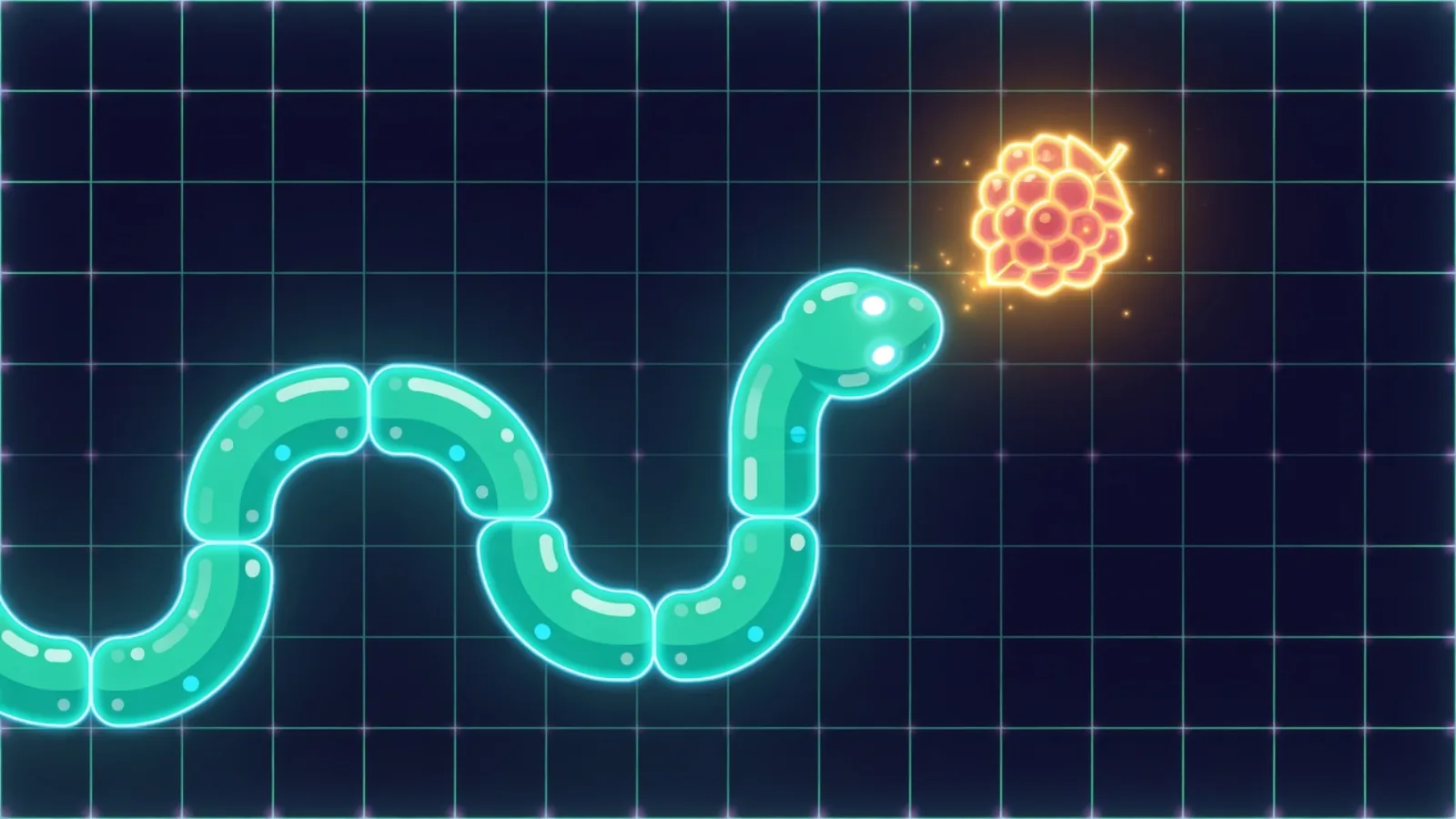 Original web snake arcade on a dark grid