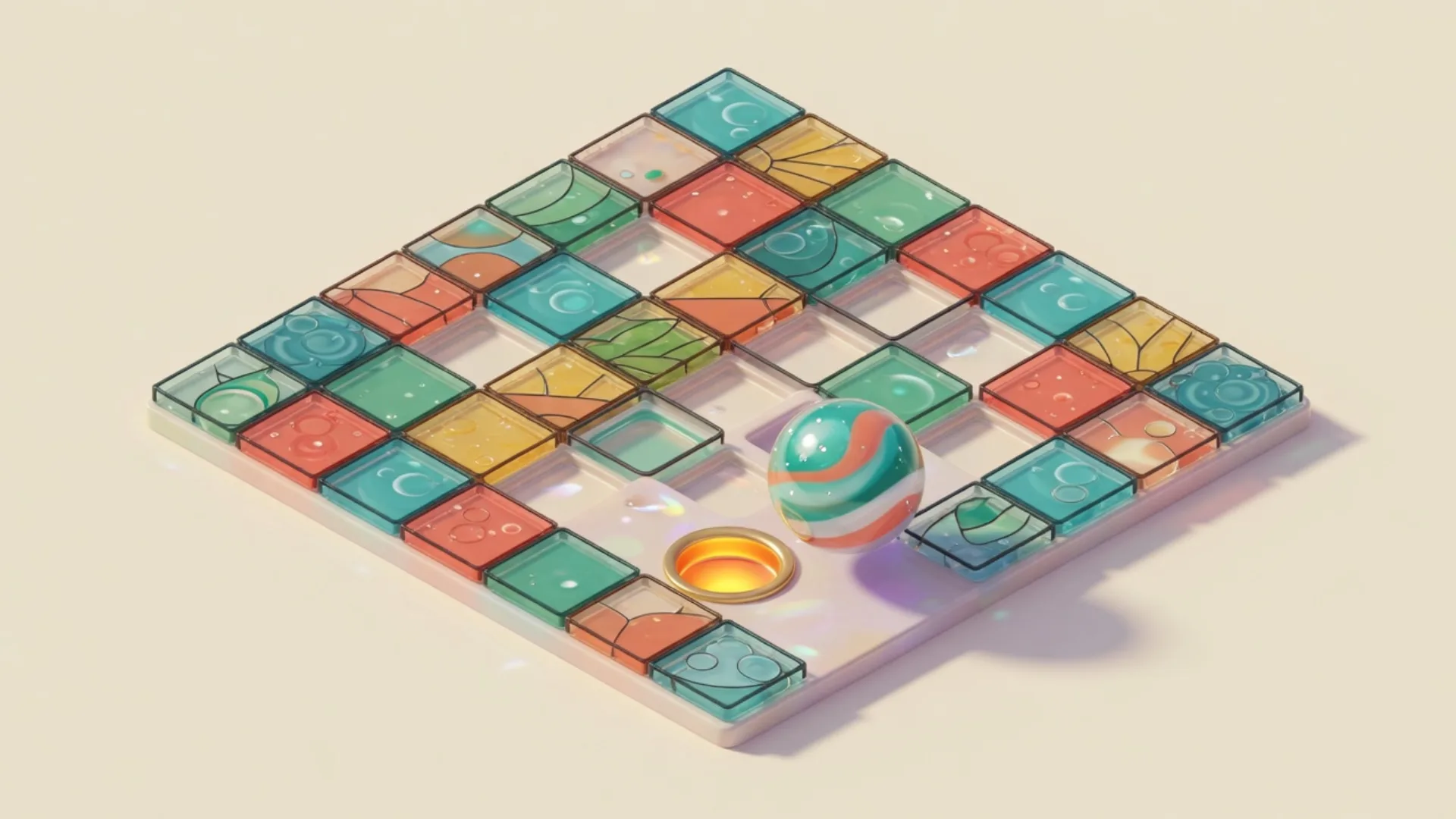 Original web puzzle with stained-glass tiles