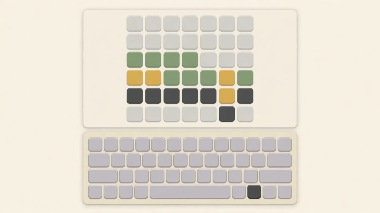 Original daily word puzzle grid of colored tiles