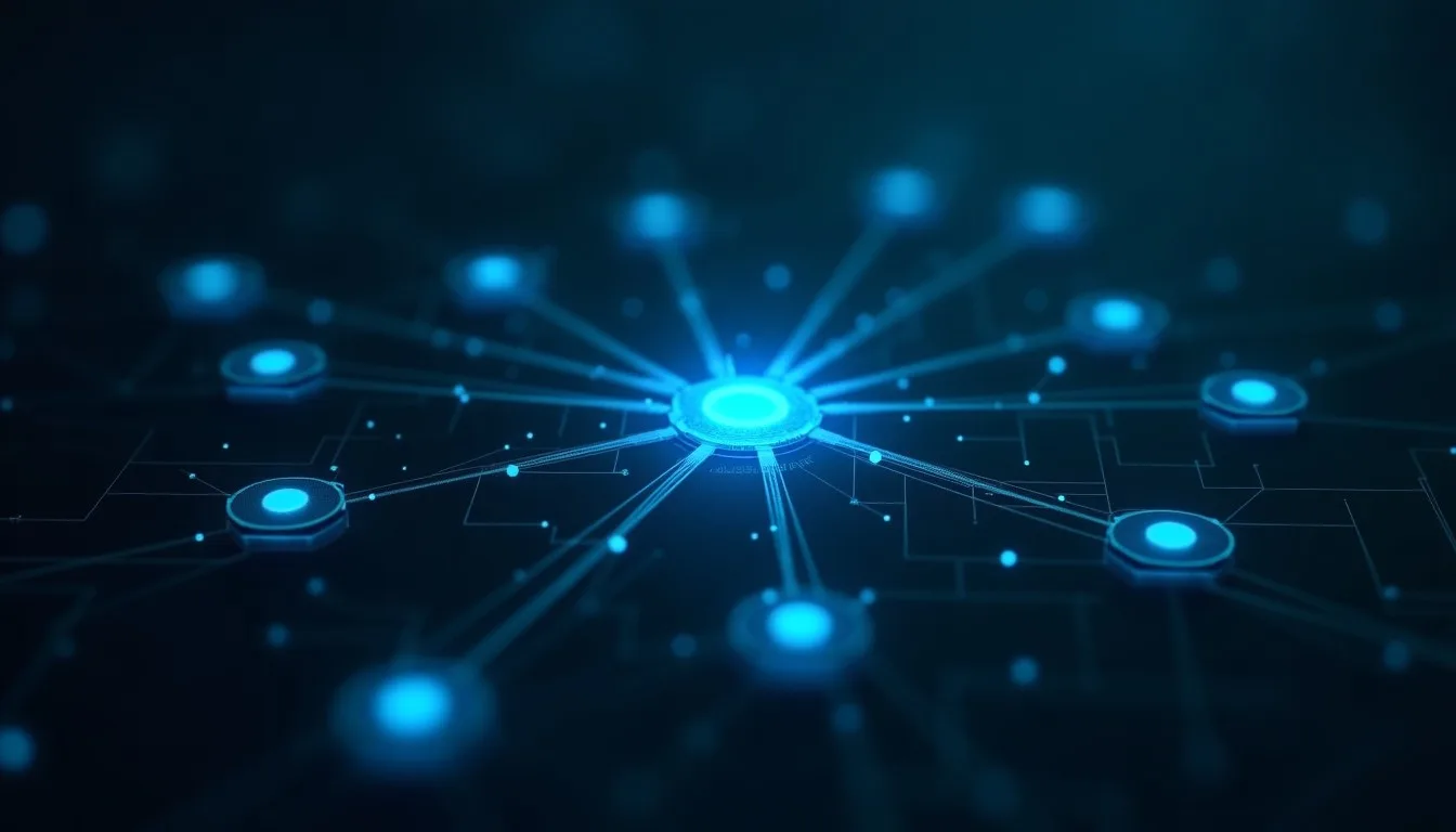 Central hub node fanning glowing event streams out to many subscriber endpoints