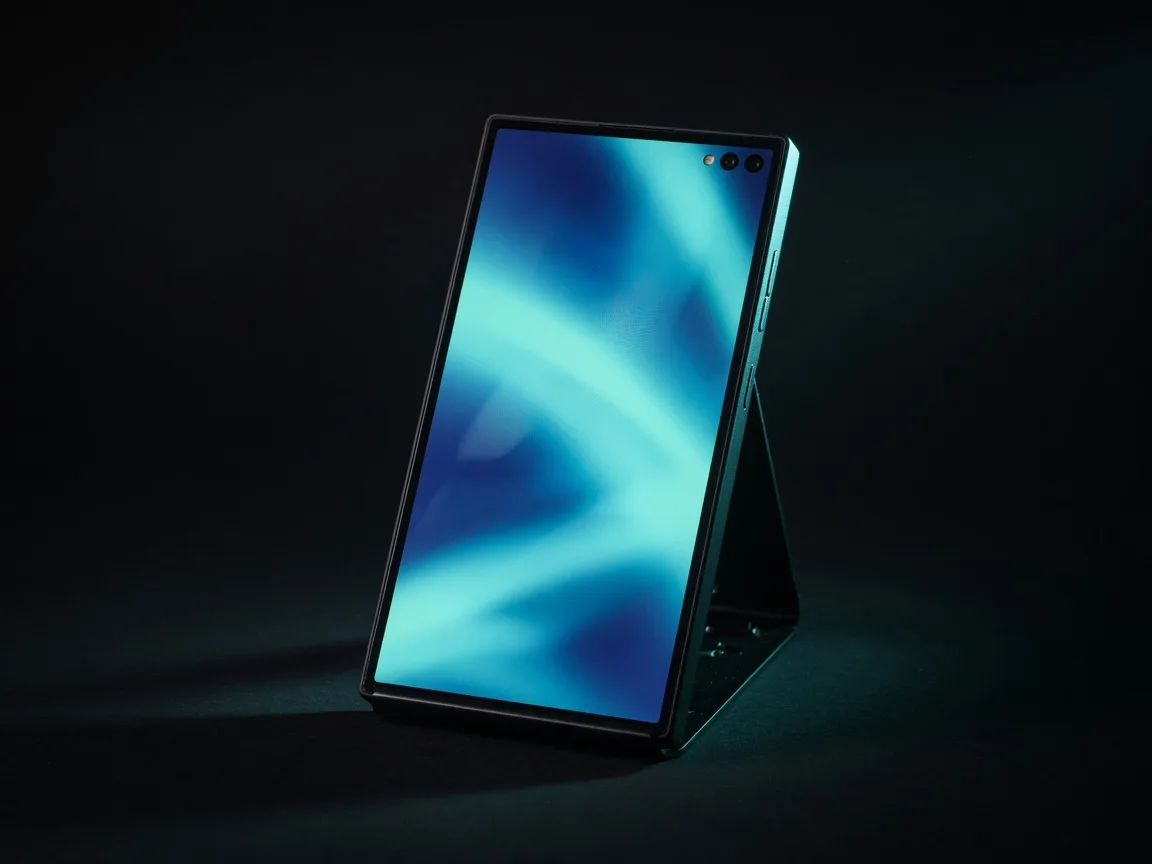 Matte smartphone with an abstract cyan screen